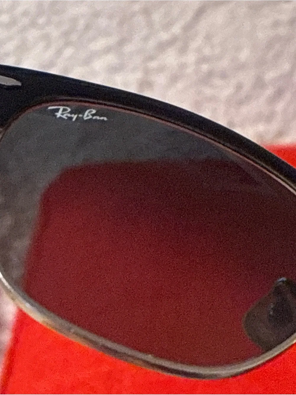 Ray-Ban Sunglass Temple Arm in Silver with Red Background